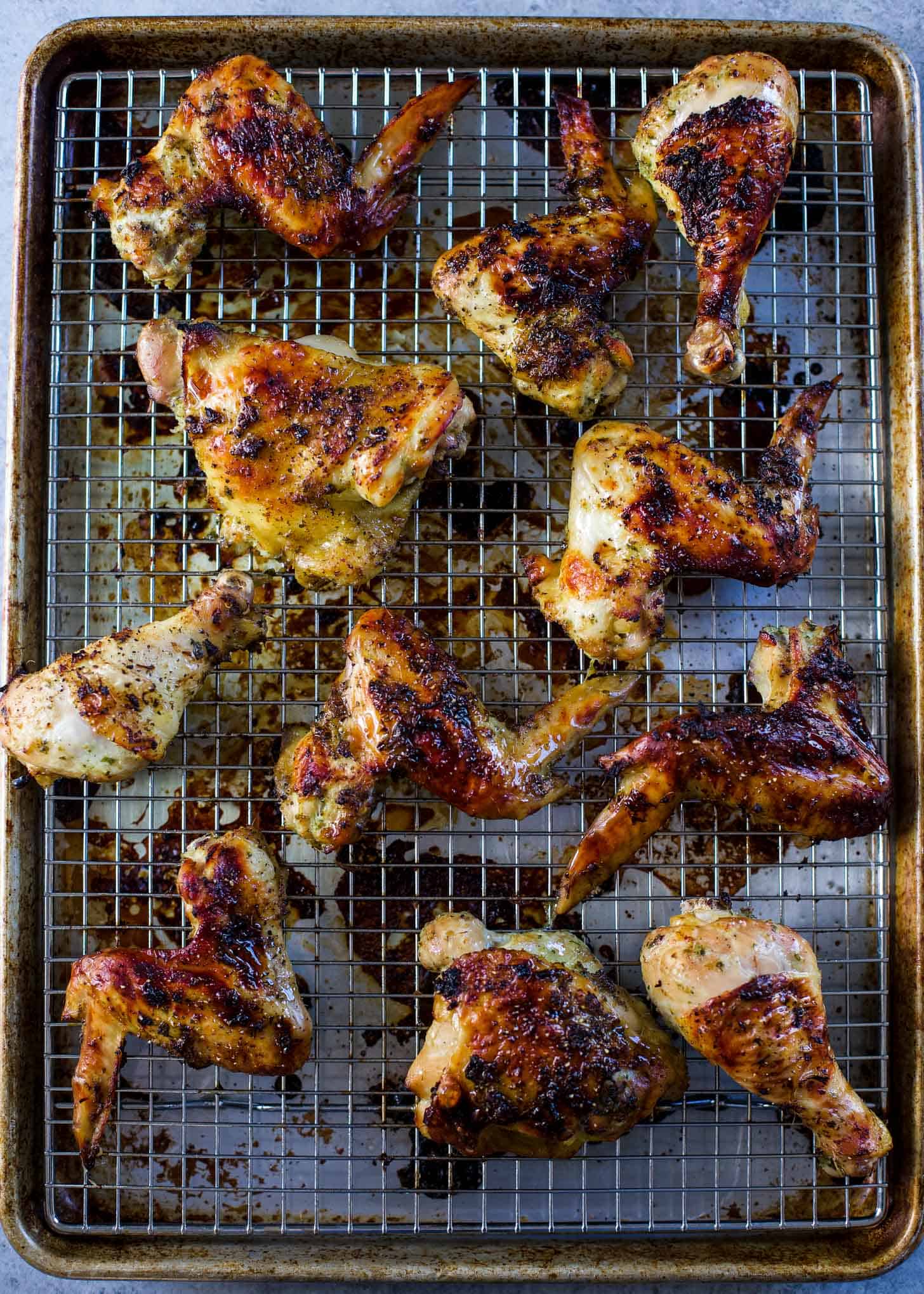 grilled chicken on a rack 