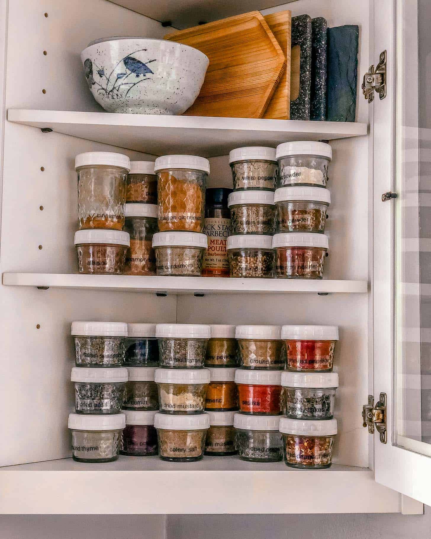 small glass jars with seasonings