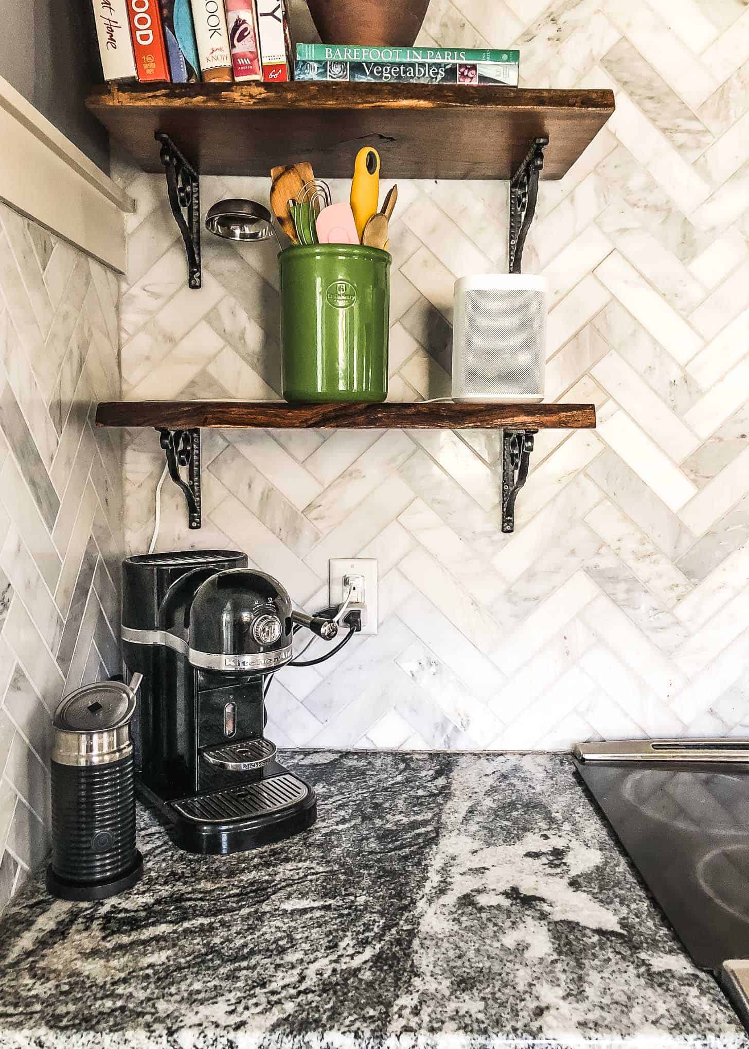 coffeemaker on a grey countertop