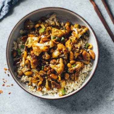 Kung Pao Cauliflower over rice