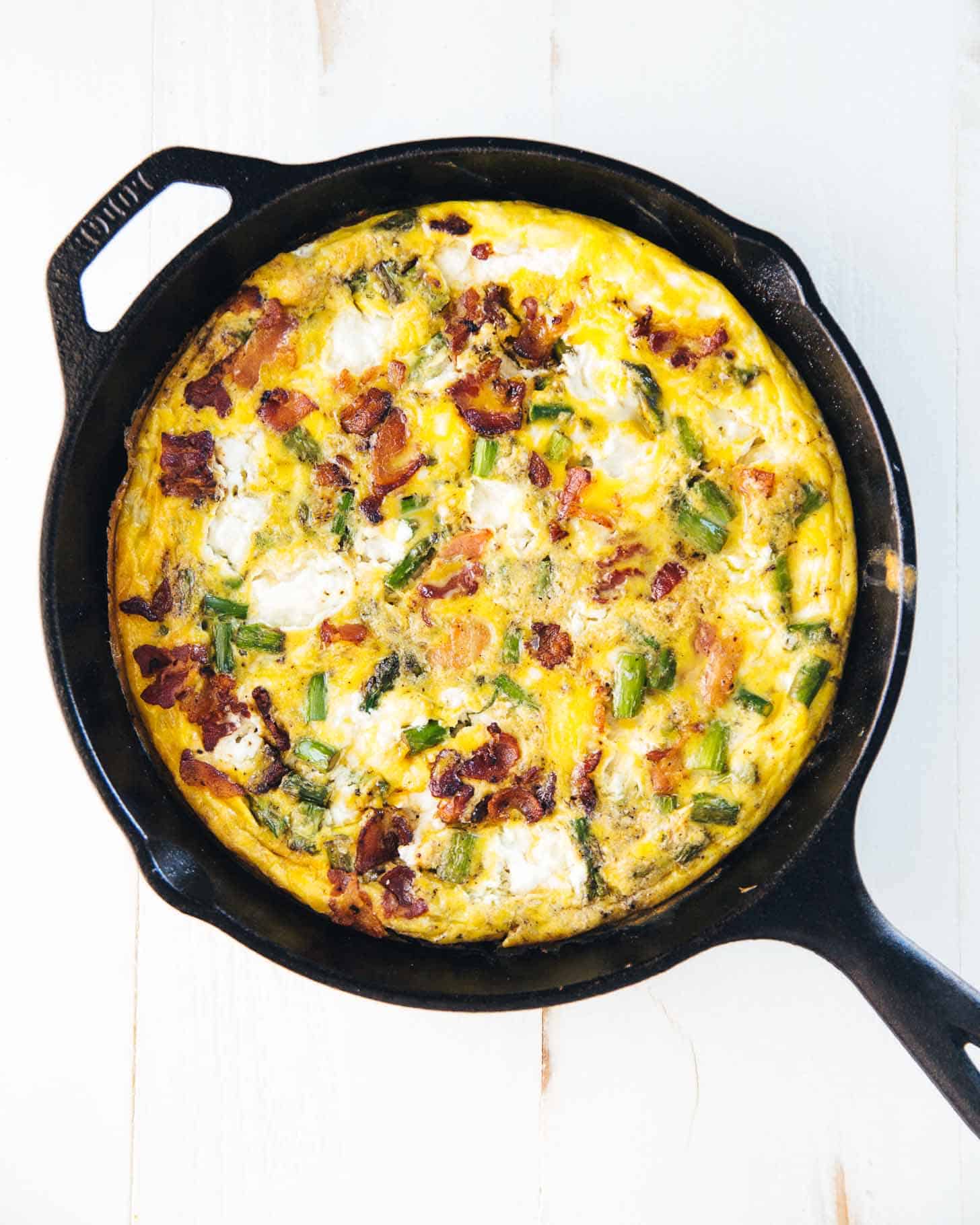a frittata in a cast iron skillet