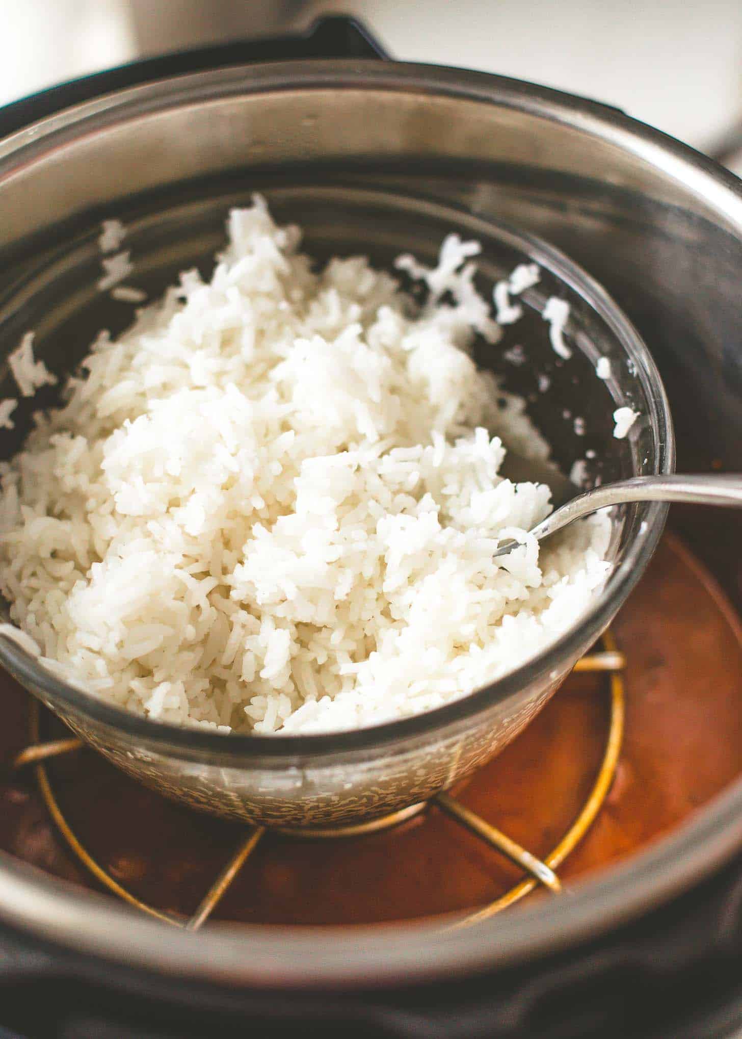 cooked rice in an instant pot