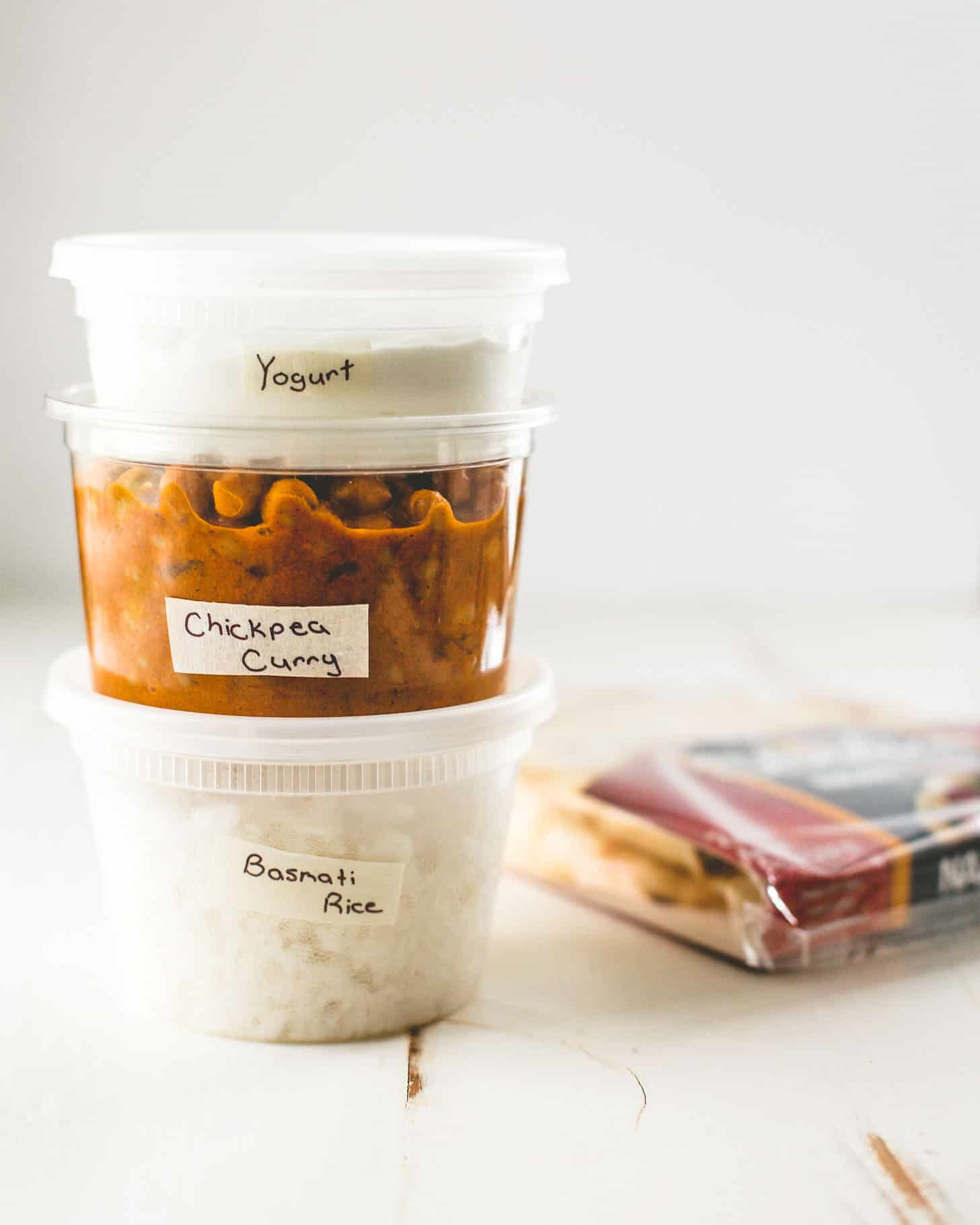 Instant Pot Chickpea Curry in plastic reusable containers