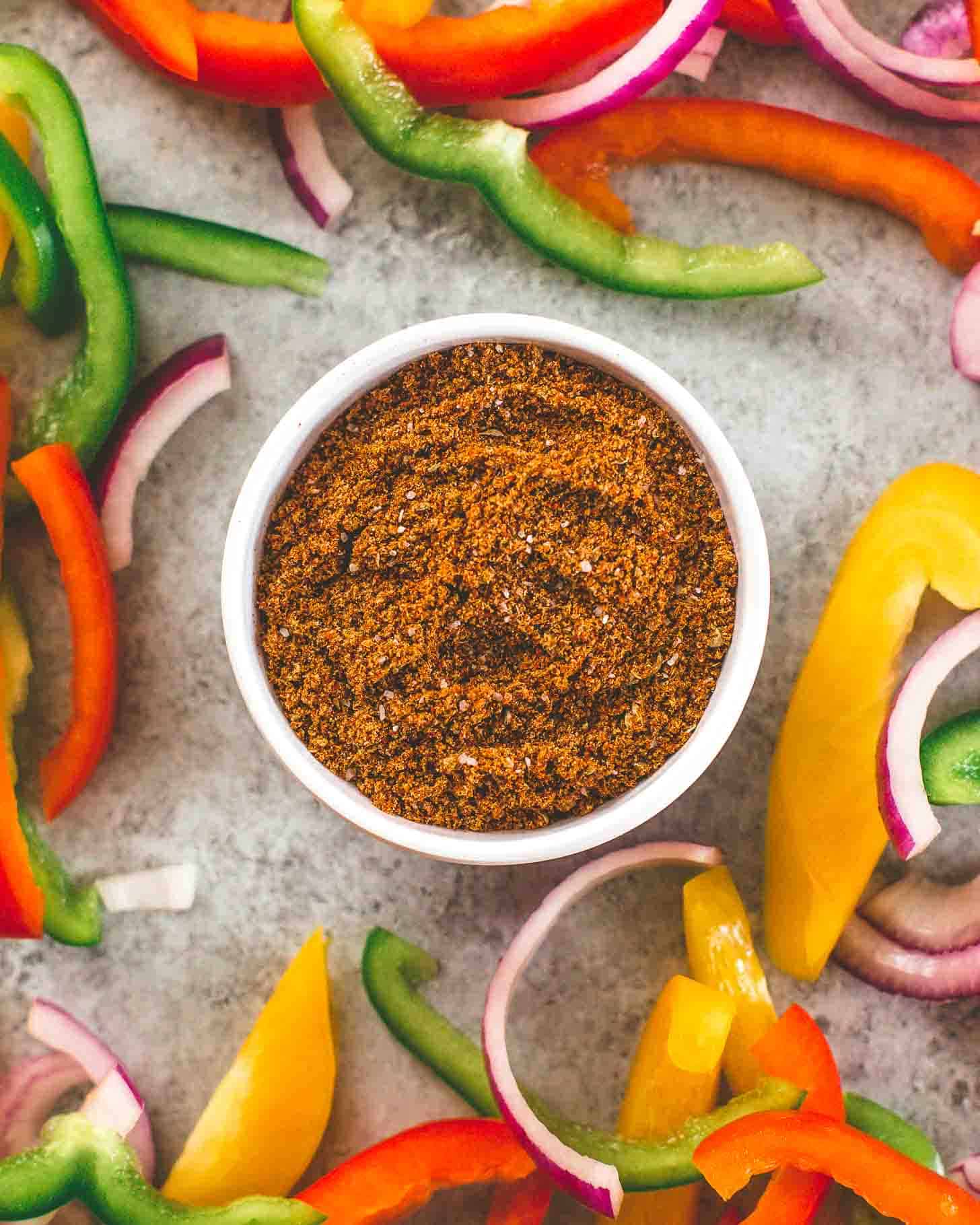 Tex Mex Seasoning in a small white ramekin