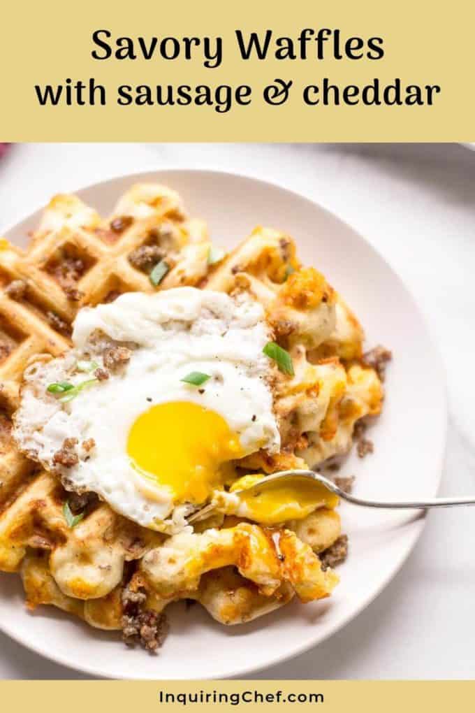 waffles with sausage and cheddar