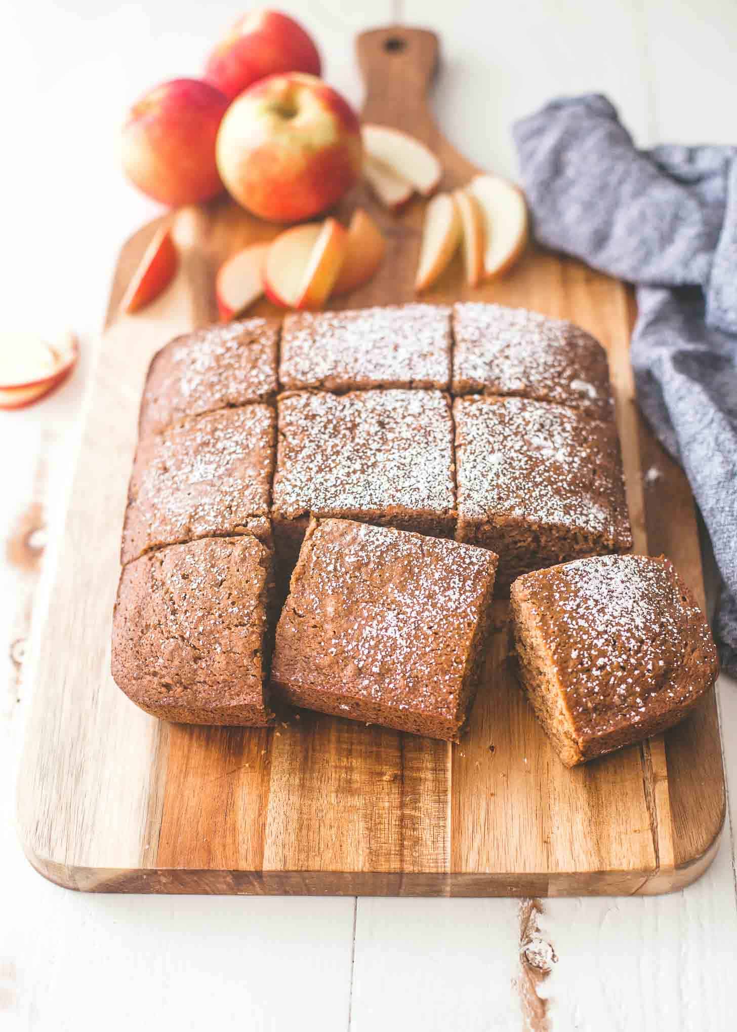 Applesauce Cake on a wooden board