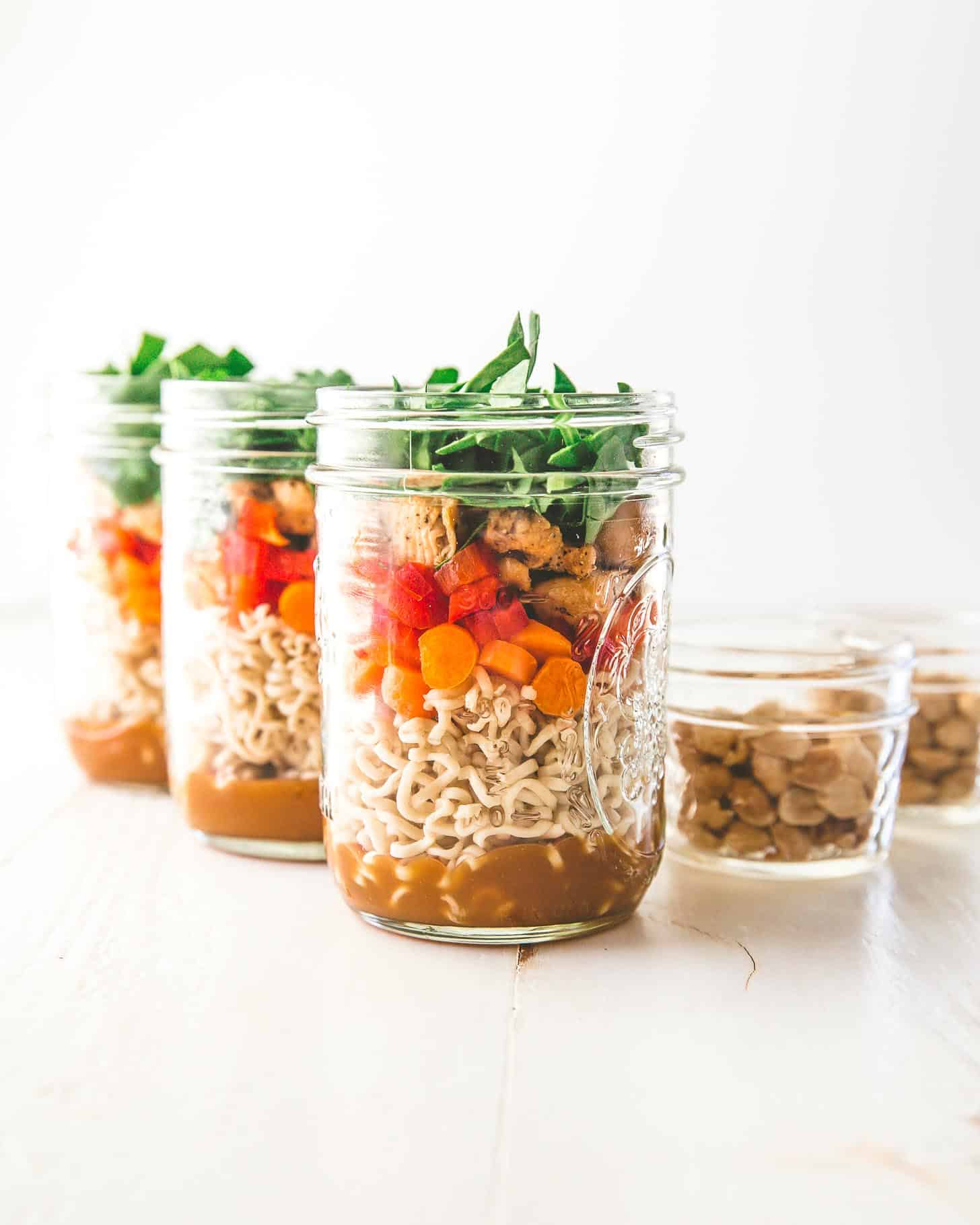 Asian Noodle Salad in a Jar with Spicy Peanut Dressing