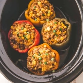 Tex Mex Stuffed Peppers in a slow cooker