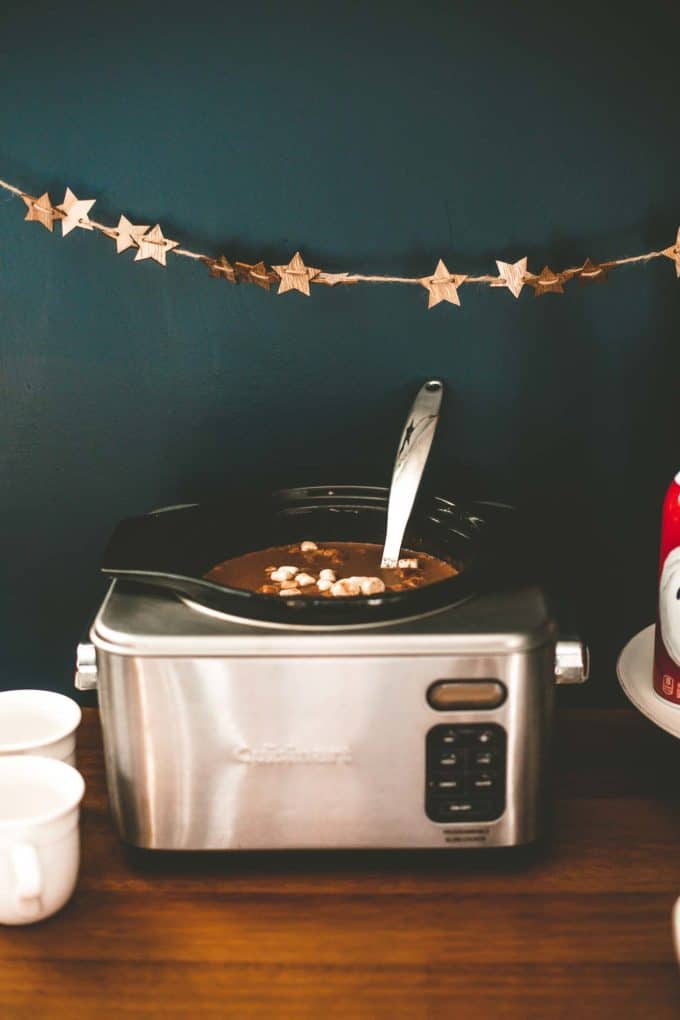 slow cooker with hot chocolate