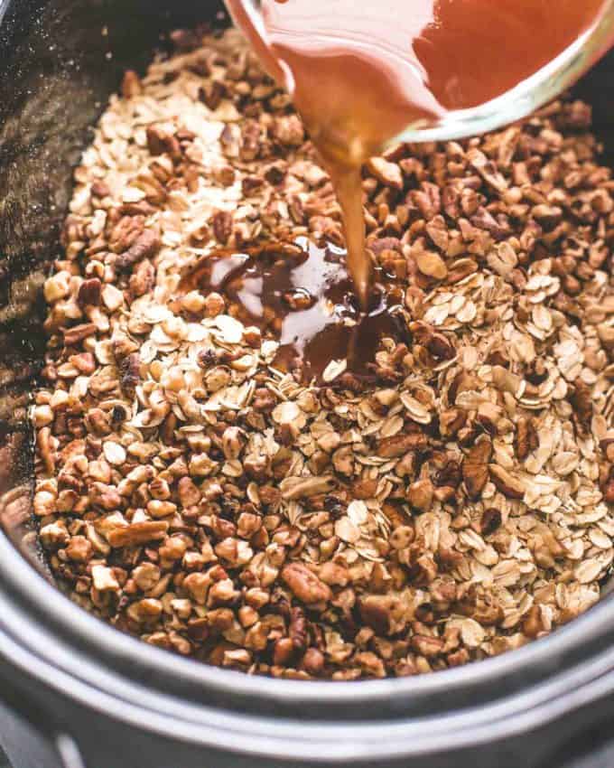 slow cooker granola in a slow cooker