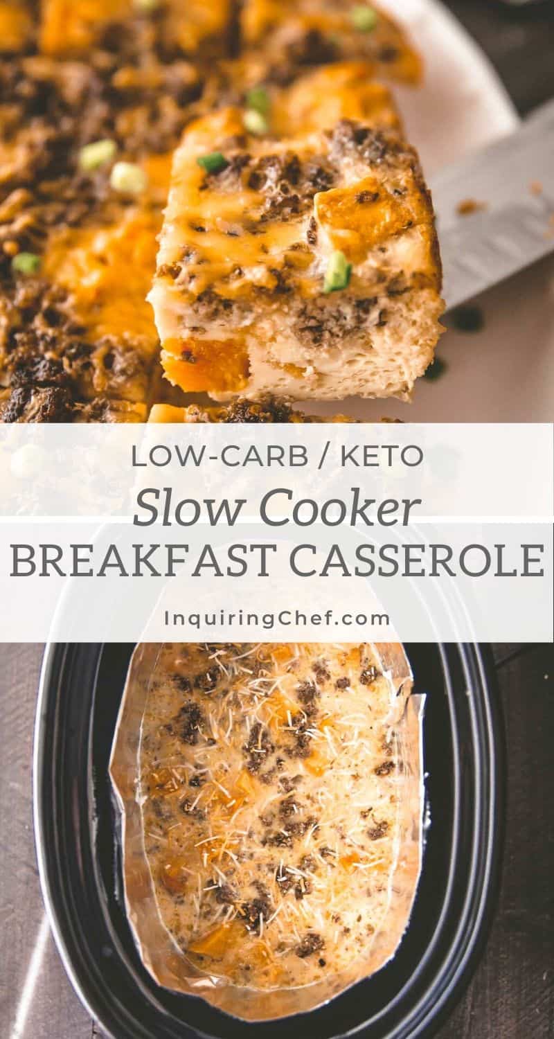 Slow Cooker Breakfast Casserole with Sausage and Cheese {Low Carb}