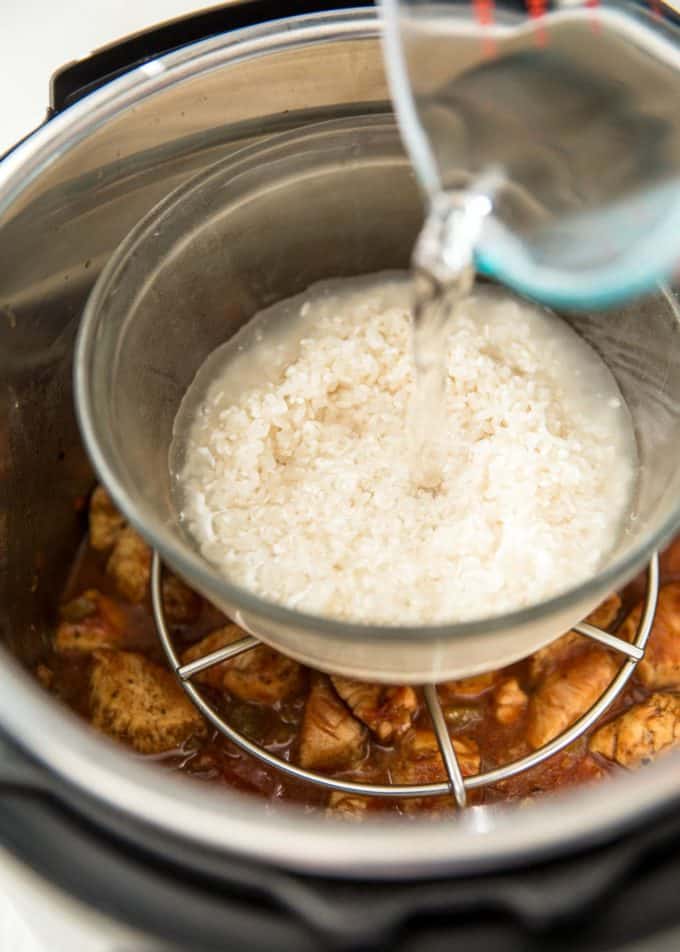 making pot-in-pot rice in the instant pot