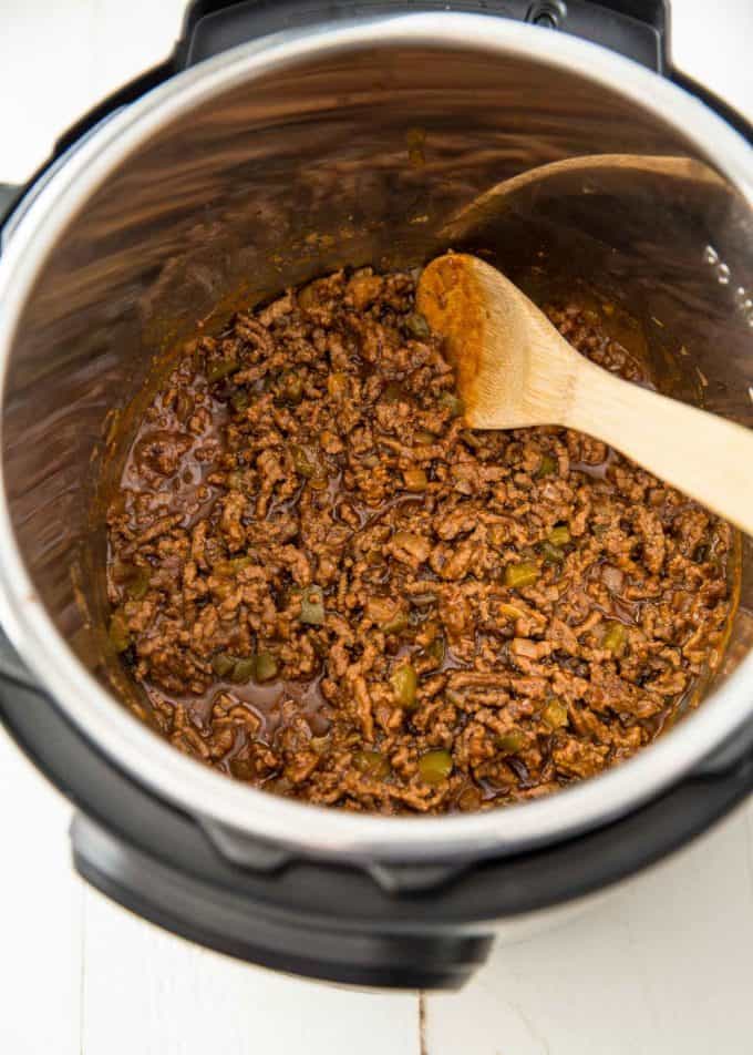 stirring sloppy joes in the instant pot