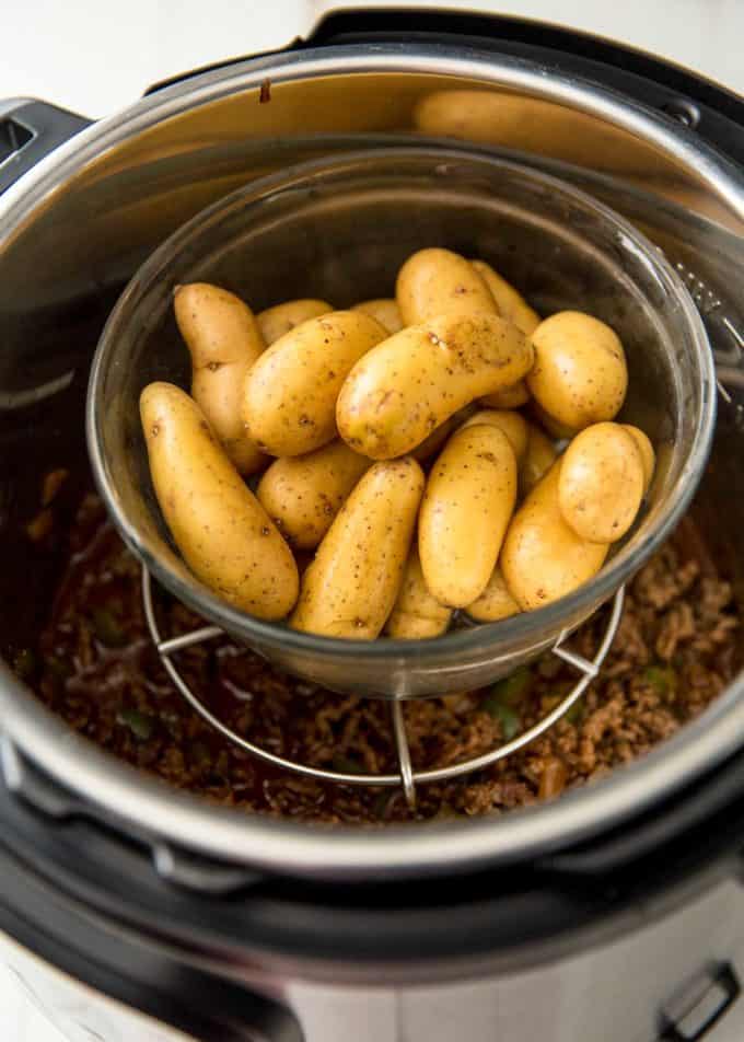 sloppy joes and potatoes in an instant pot