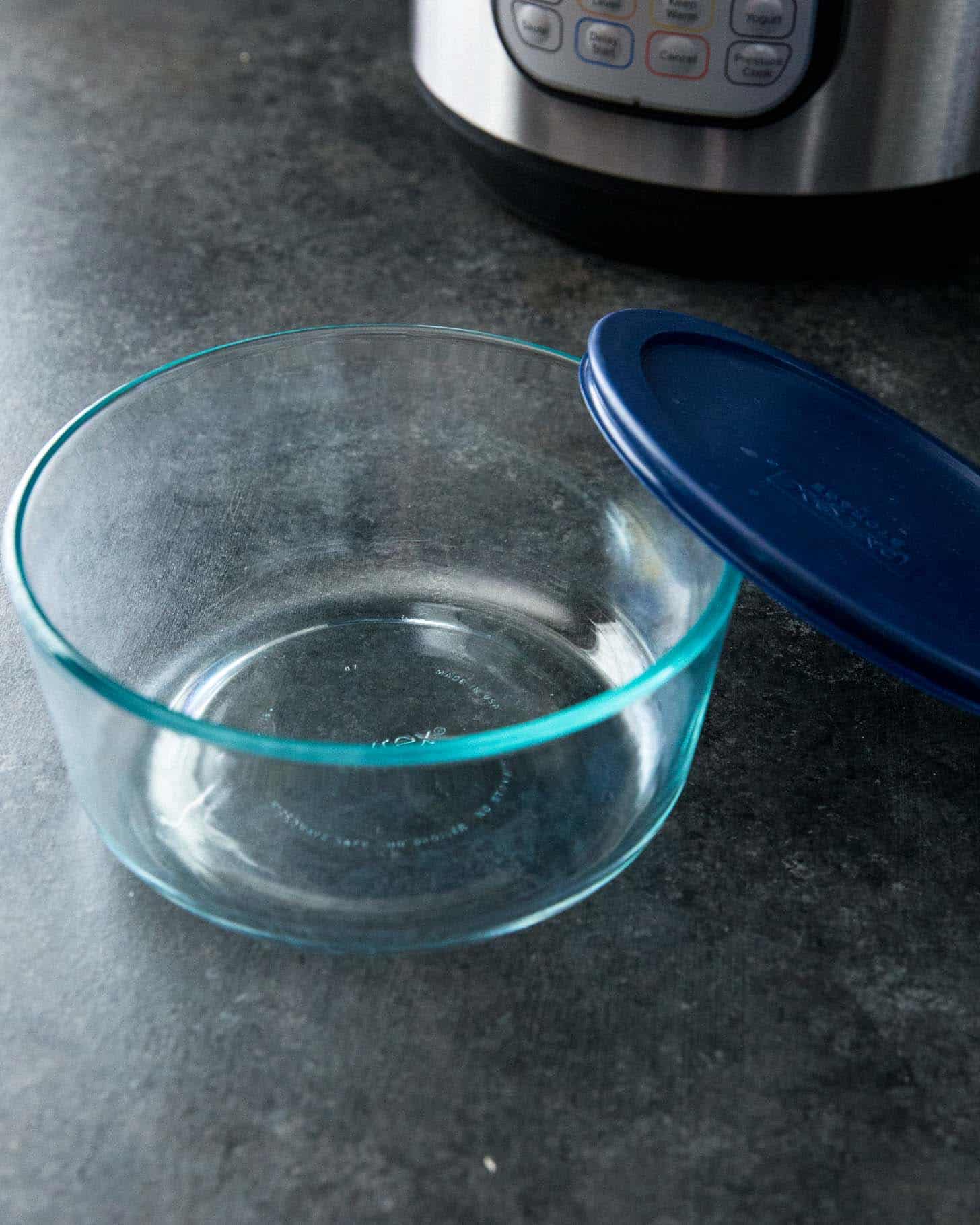 7 Inch Pyrex Bowl on a grey countertop