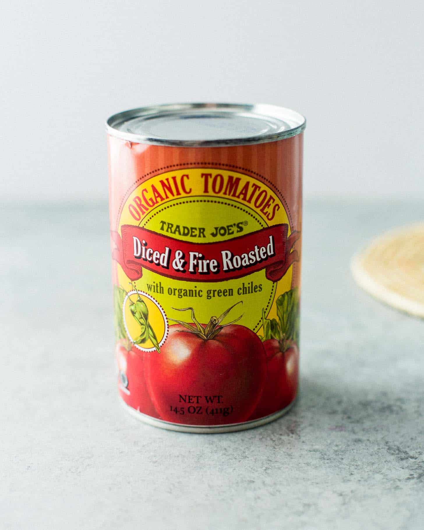 a can of roasted organic tomatoes