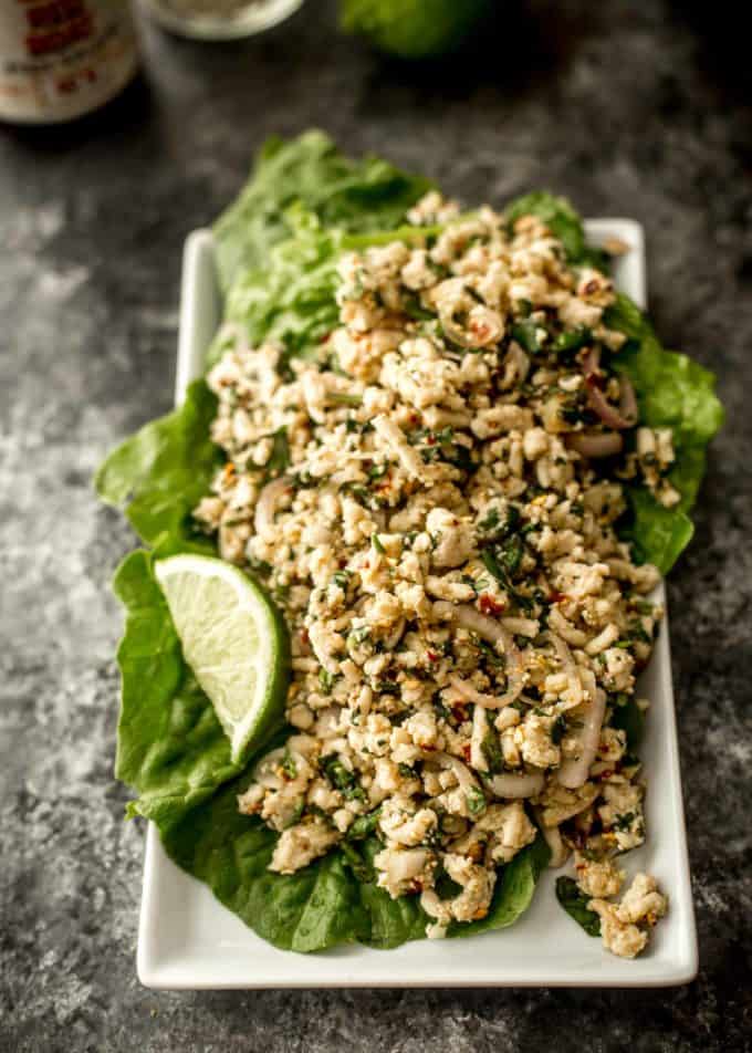 Larb Gai (Thai Minced Chicken Salad) Recipe by Kanokwan - NDTV Food