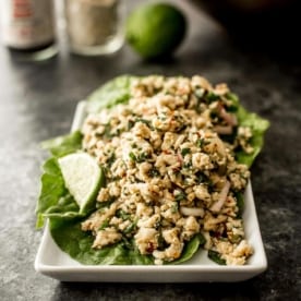 Thai Minced Chicken Salad on a white tray