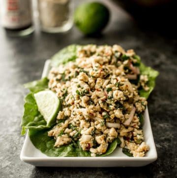 Thai Minced Chicken Salad on a white tray