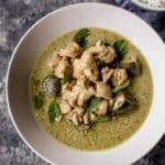 Thai Green Curry in a white bowl