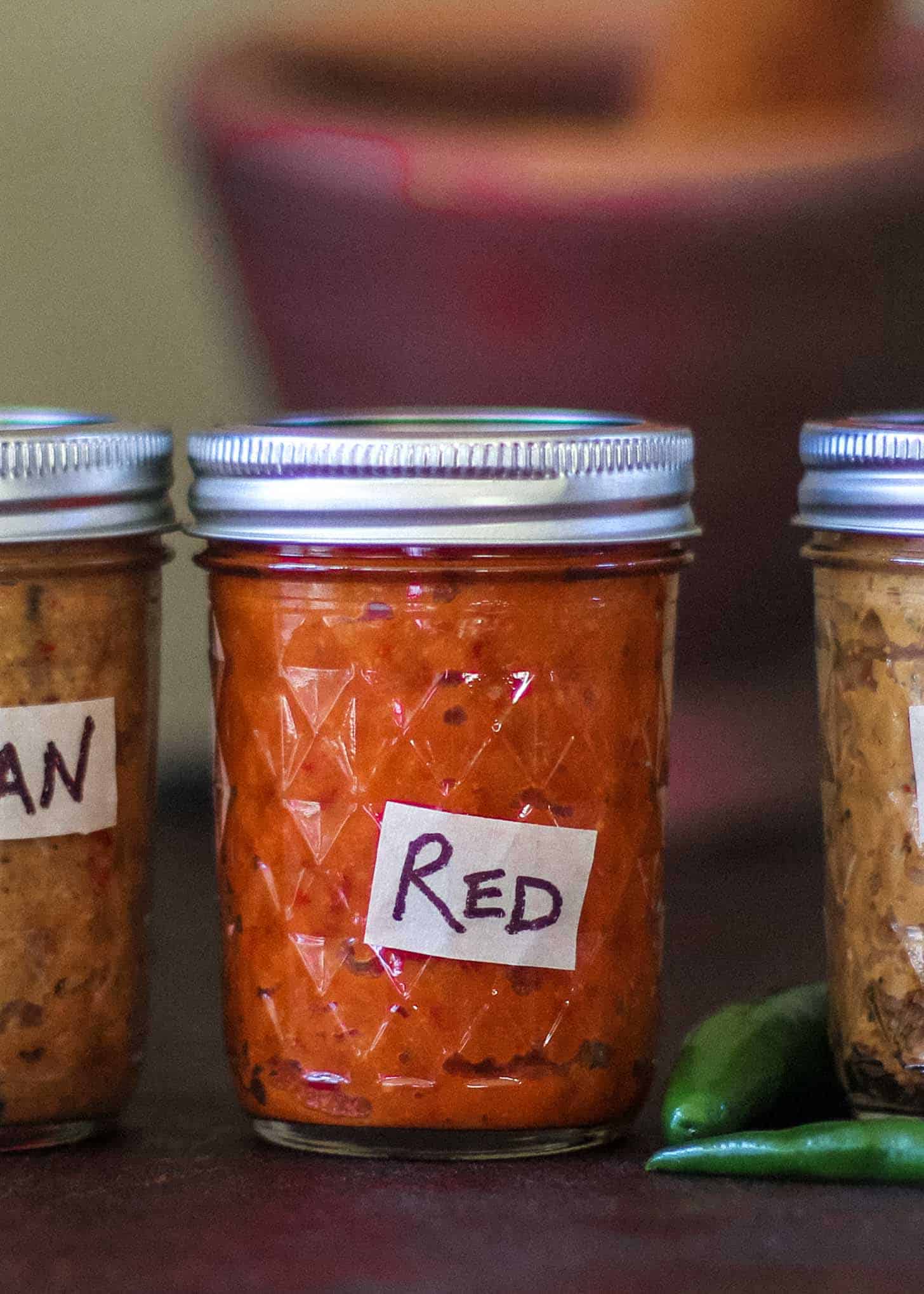 red curry paste in a small mason jar