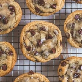 chocolate chip cookies on a cooling rack