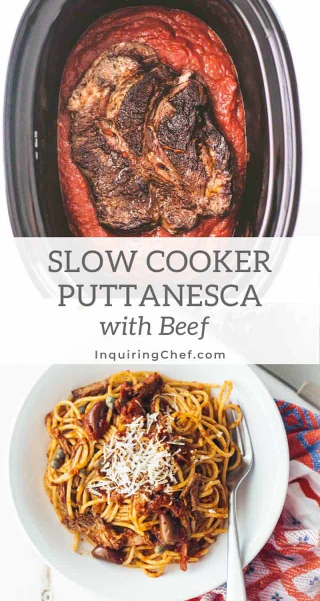 Slow cooker puttanesca with beef