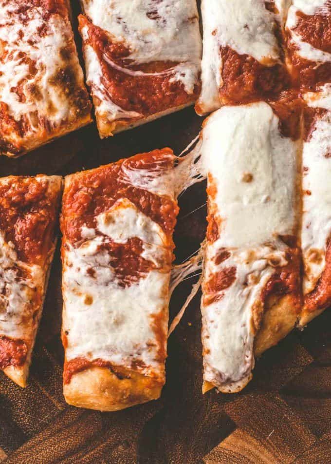 No-Knead Sheet Pan Pizza, sliced