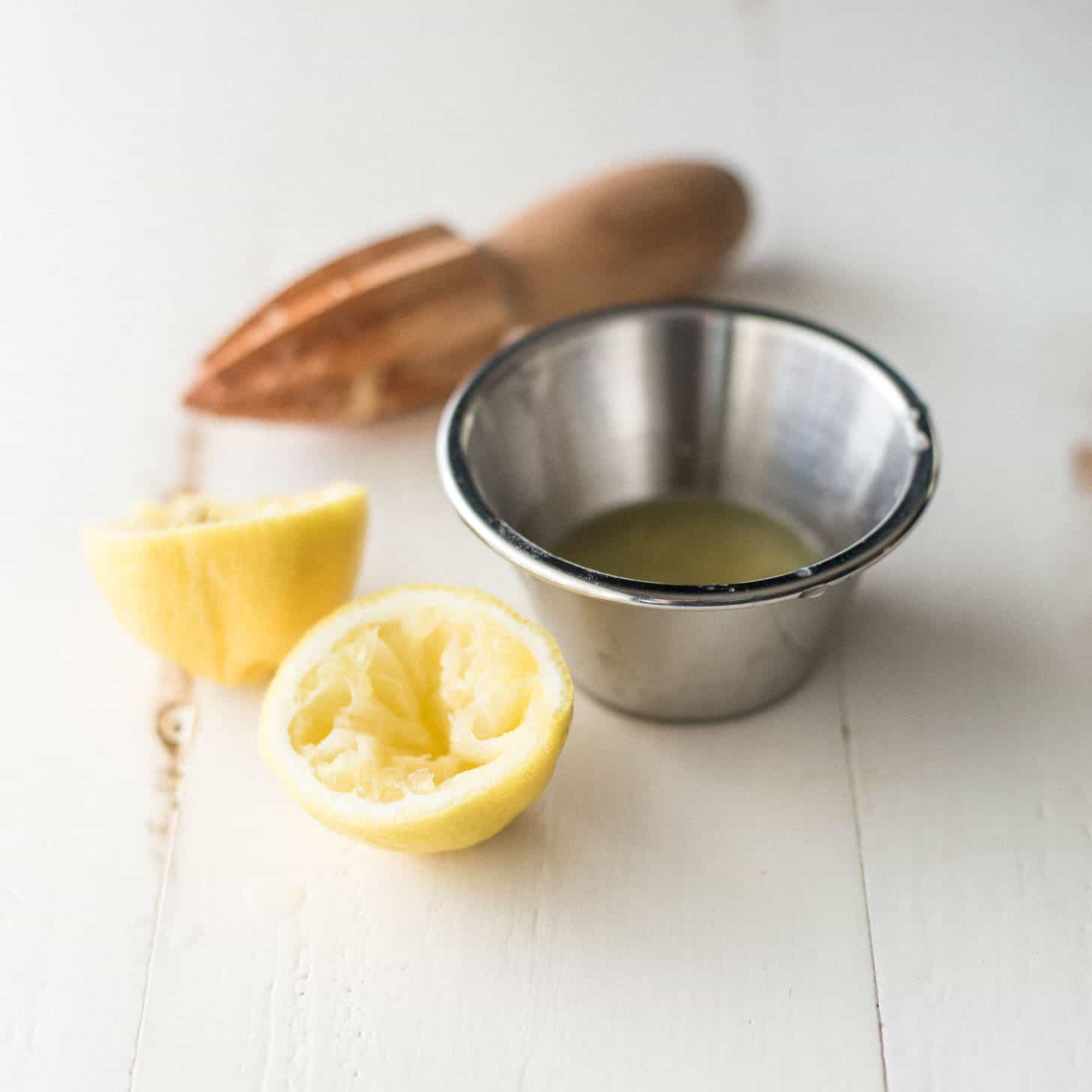 lemon juice in a small metal bowl