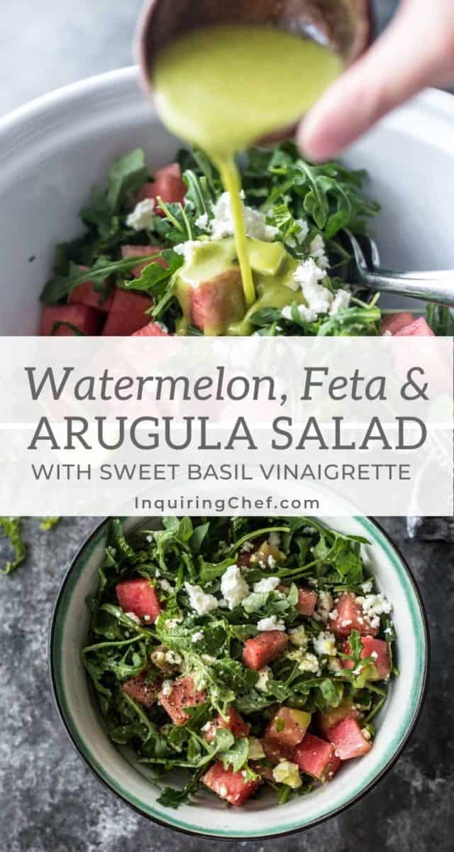 Watermelon, feta and arugula salad