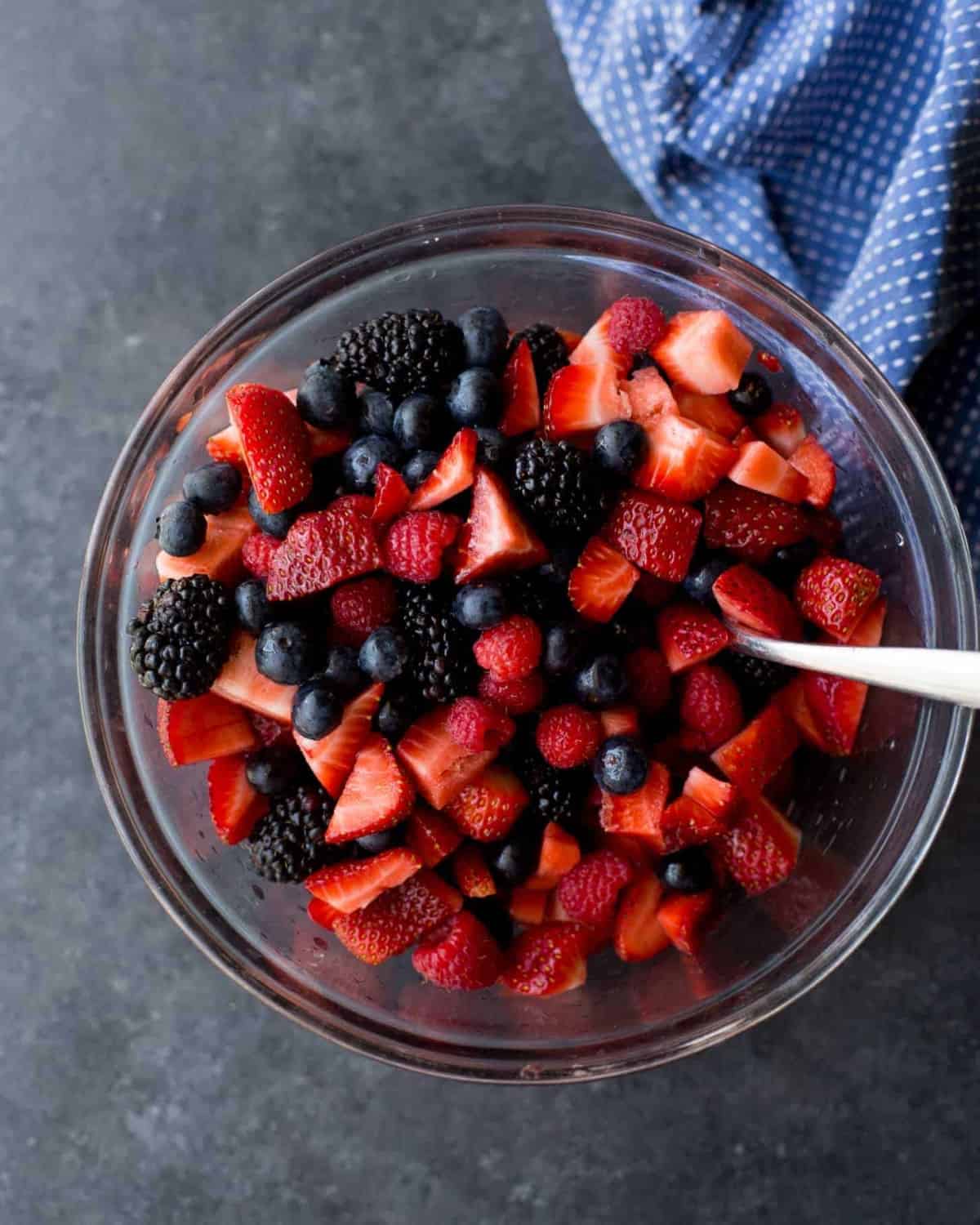 a bowl of summer berries - blackberries, strawberries, blueberries, raspberries
