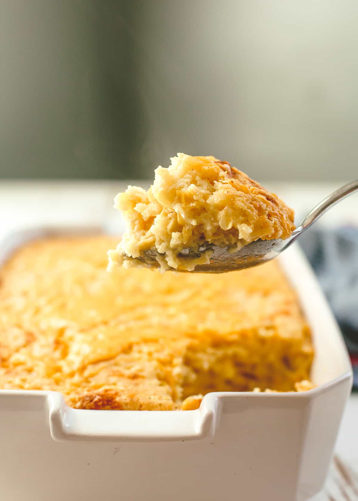 a spoonful of corn casserole