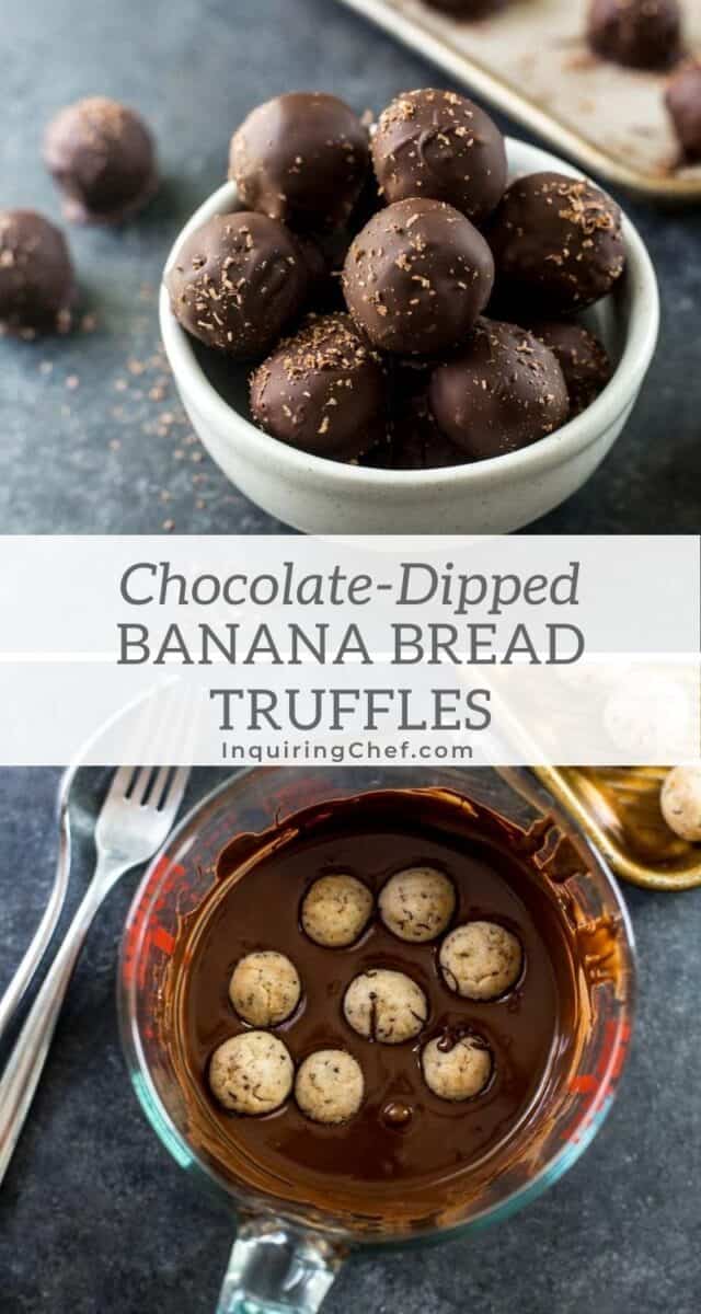 chocolate dipped banana bread truffles