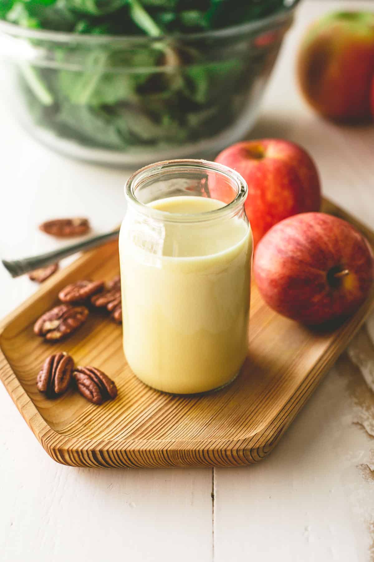 apple cider vinaigrette in a glass jar