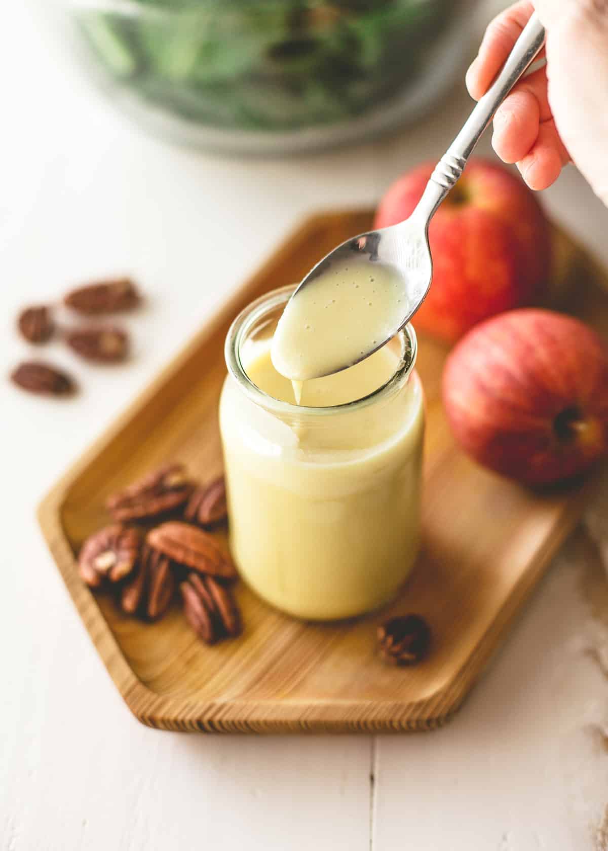 a spoonful of apple cider vinaigrette