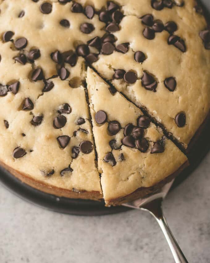 chocolate chip ricotta cake cut into slices