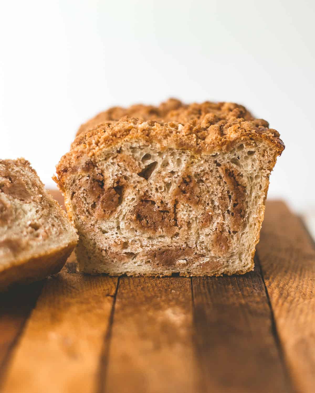 cinnamon crunch bread on a wooden tray