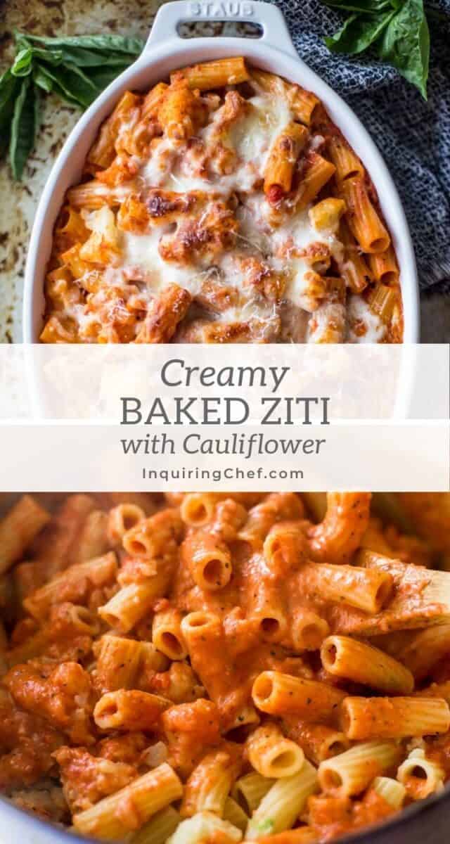 creamy cauliflower baked ziti
