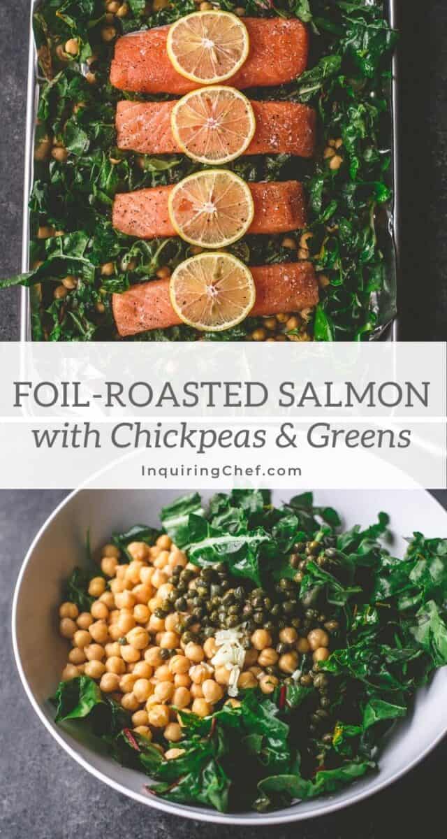 Foil-Roasted Salmon with Chickpeas and Greens