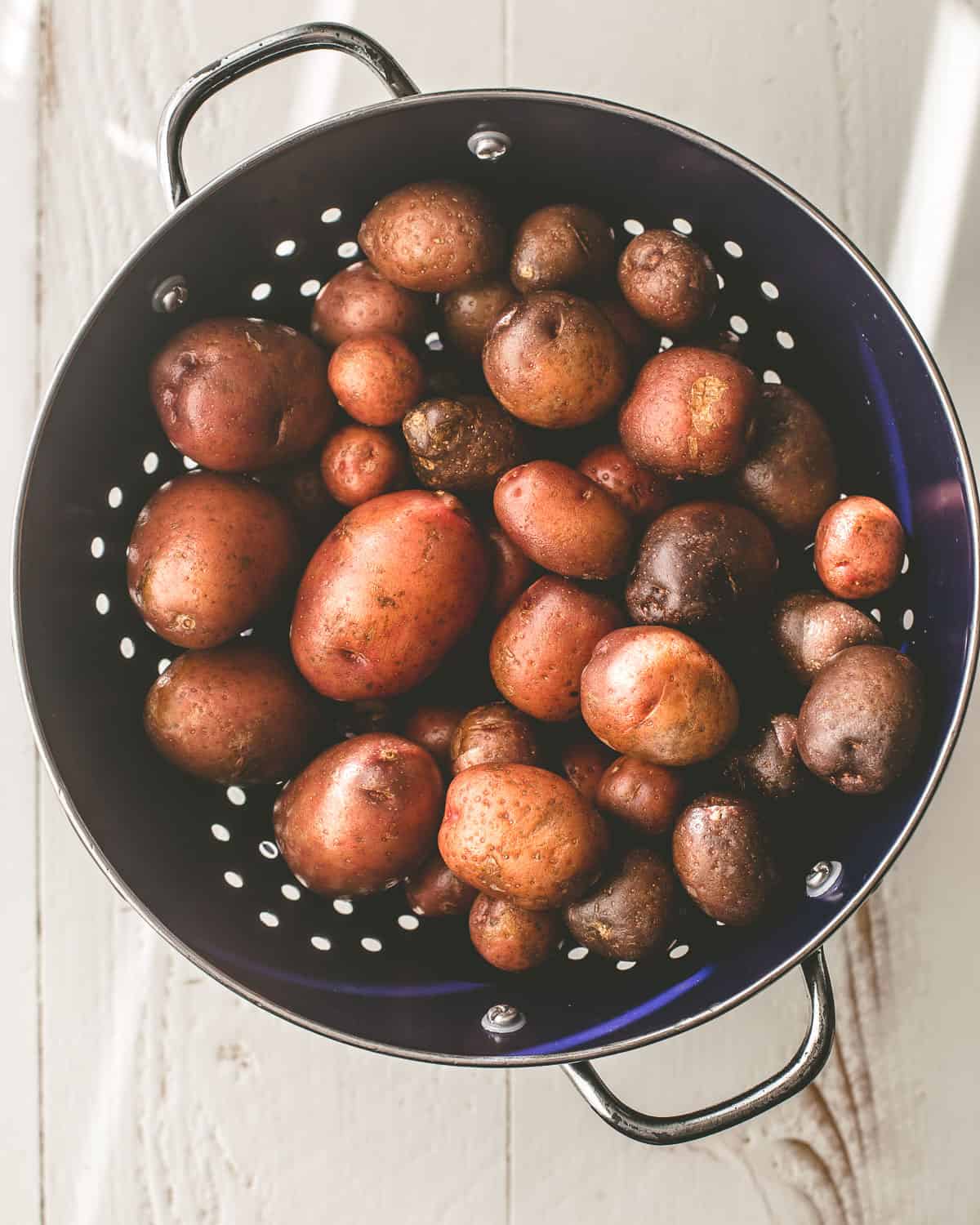 baby potatoes in a colander