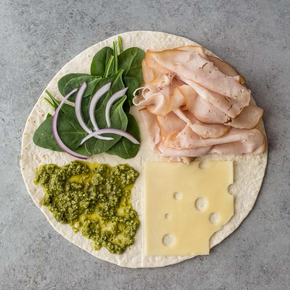 filled tortilla hack pesto turkey melt