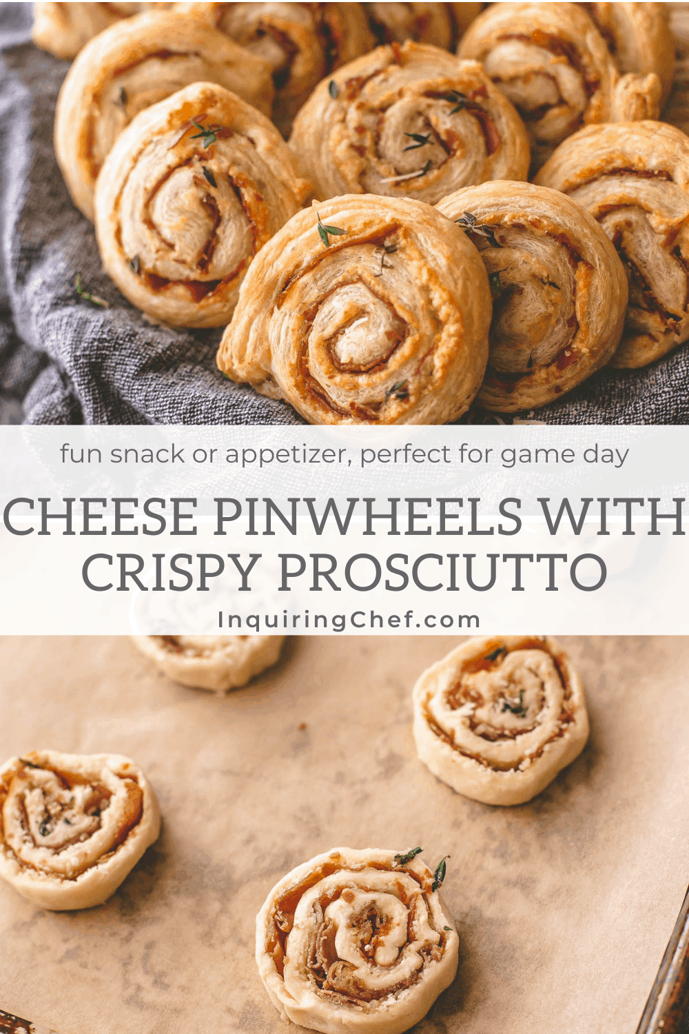 Cheese Pinwheels with Crispy Prosciutto