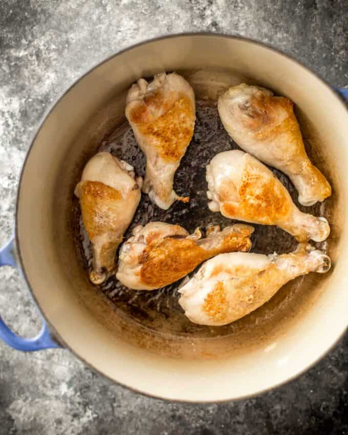 cooking chicken legs in a dutch oven