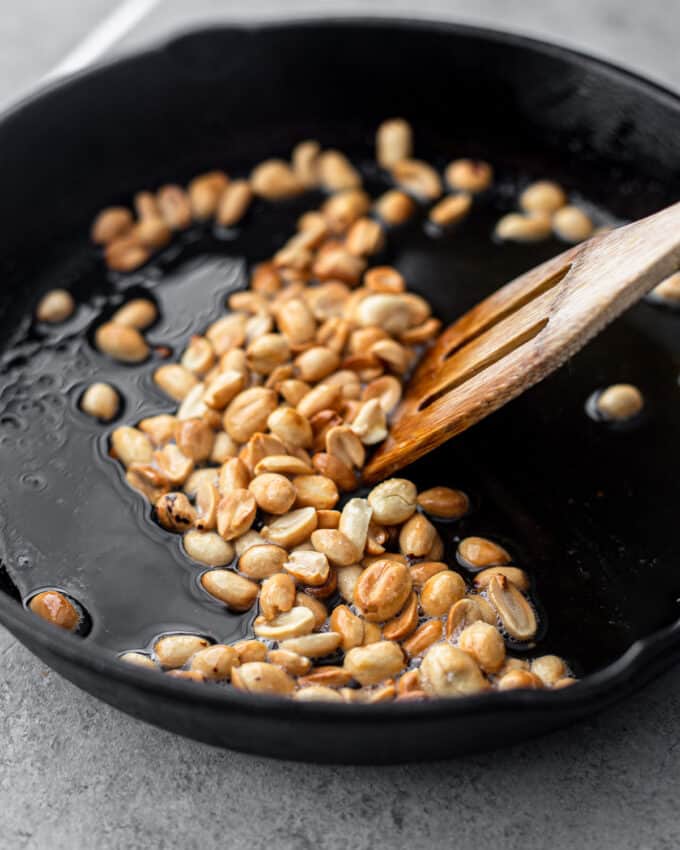 roasted peanuts in a skillet