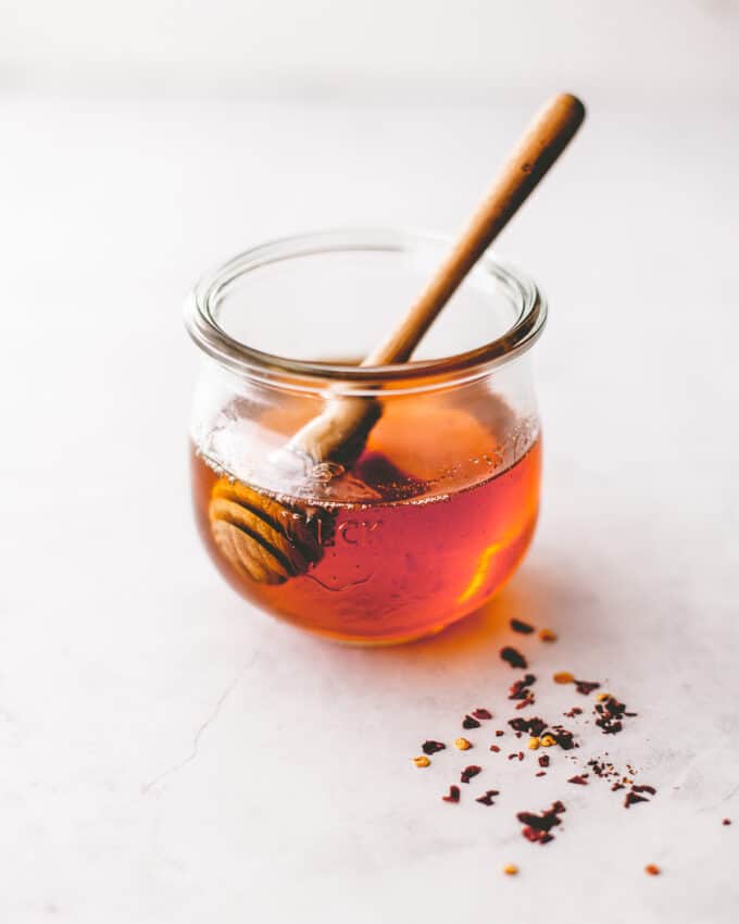 honey drizzle in a small glass jar