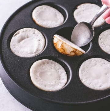 Thai coconut pancakes in a pan