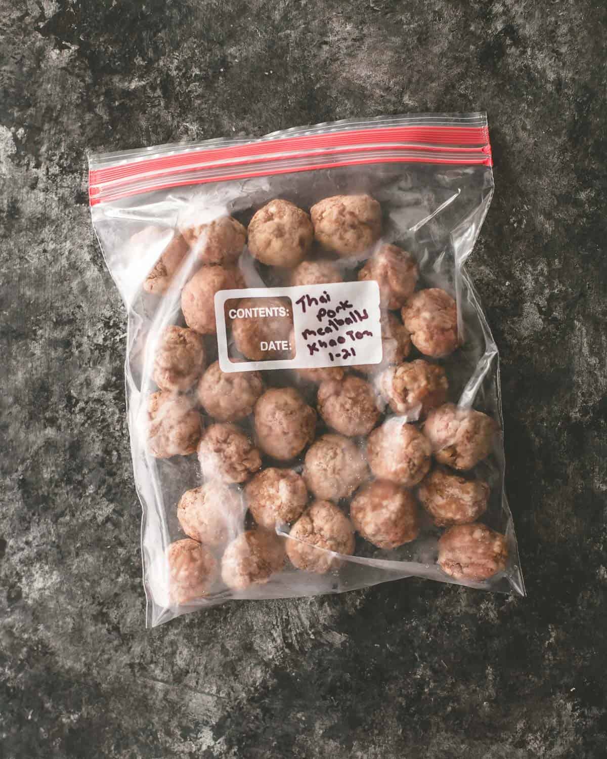 meatballs in a freezer bag