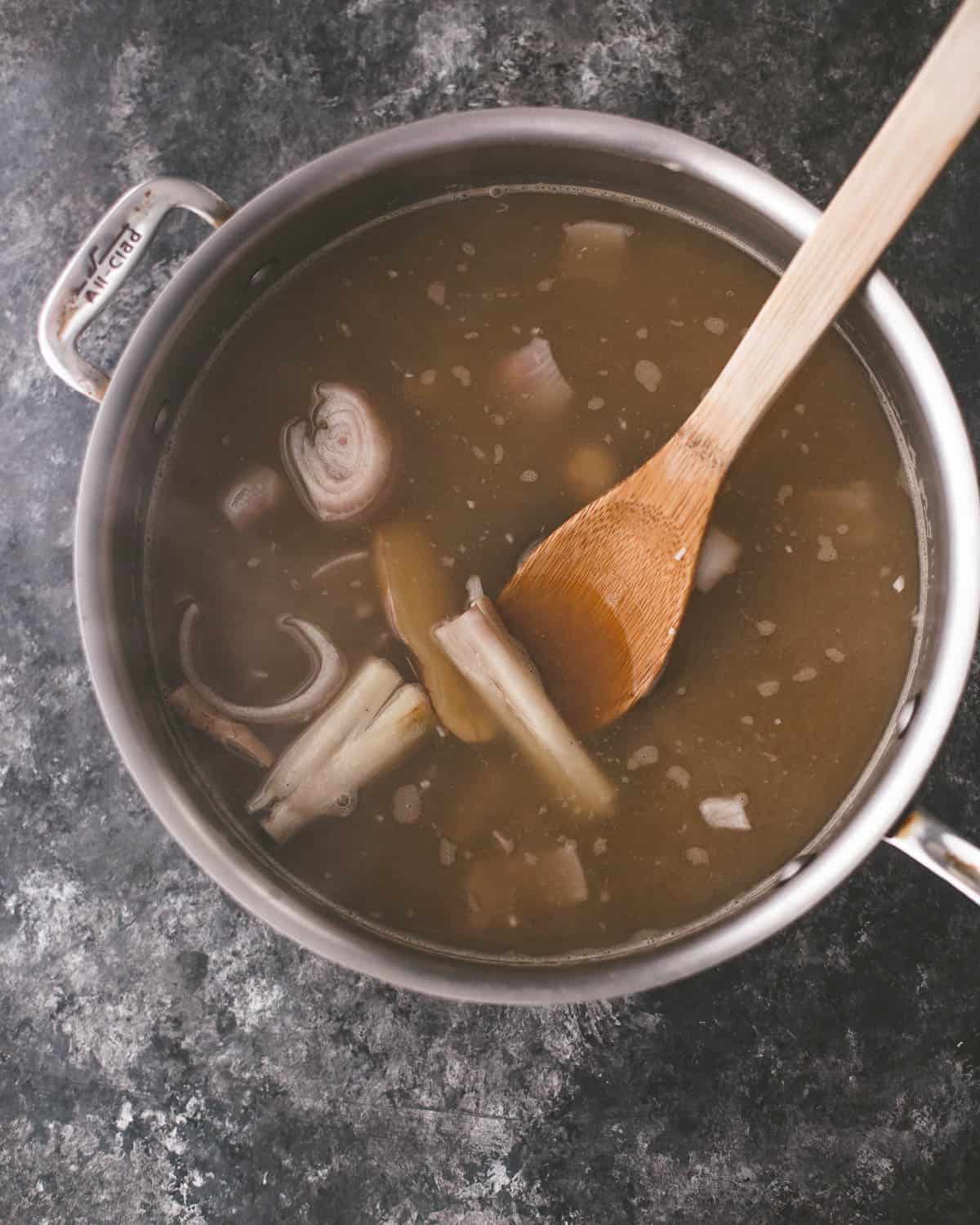 making stock for Thai soup