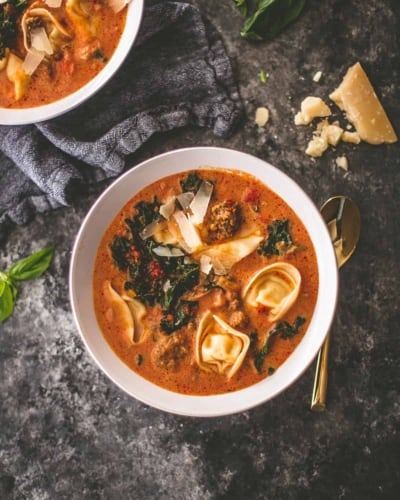 Creamy Tortellini Soup with Tomatoes and Kale {Slow Cooker, Instant Pot ...