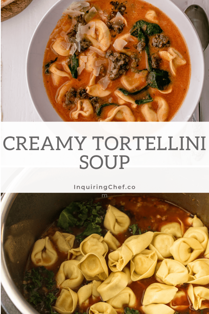 Creamy Tortellini Soup with Tomatoes and Kale {Slow Cooker, Instant Pot
